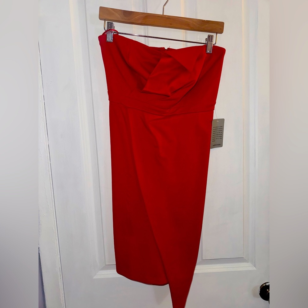 Red Strapless mini dress